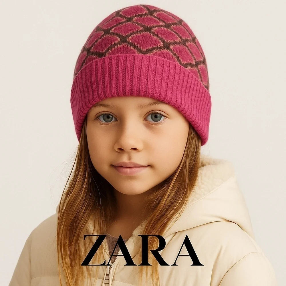 ZARA Kids | Dark Fuchsia | RETRO KNIT HAT